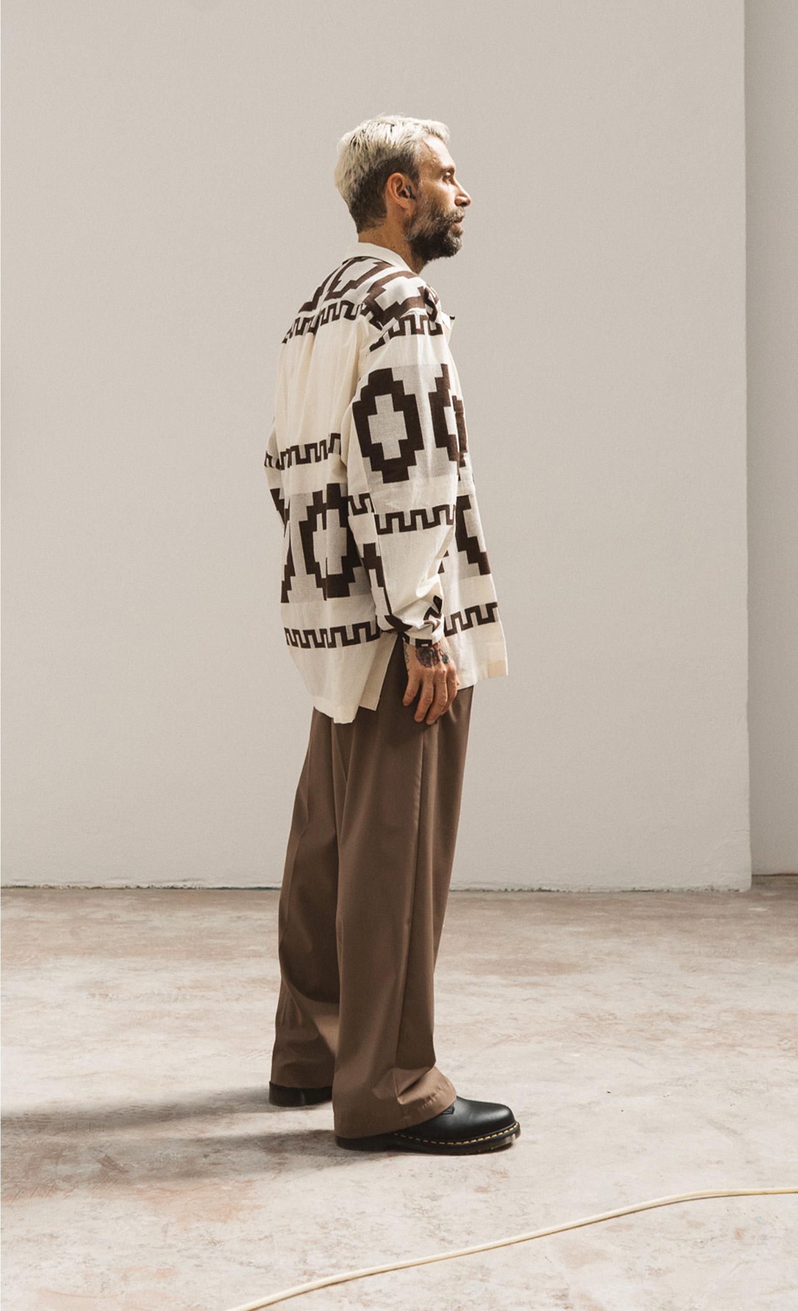 Wooden Store Native Marrone Camicia Hiroko Hemd Herren creme